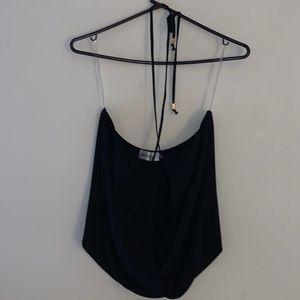 Black dress halter style top with front over lay